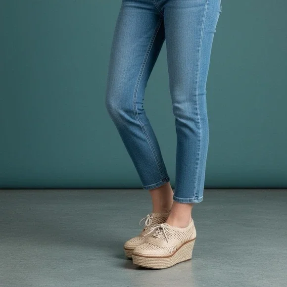 SCHUTZ Jules Woven Raffia Espadrille Lace Up Wedge Platform Shoes Size 8.5 - Picture 1 of 10